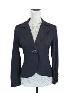 Cabi Single Breasted Black Ponte Knit Blazer Jacket XS